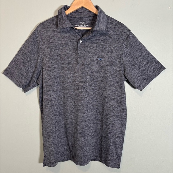 Vineyard Vines St. Jean Stripe Sankaty Performance Polo-Jet Black-Men Medium - Picture 2 of 5